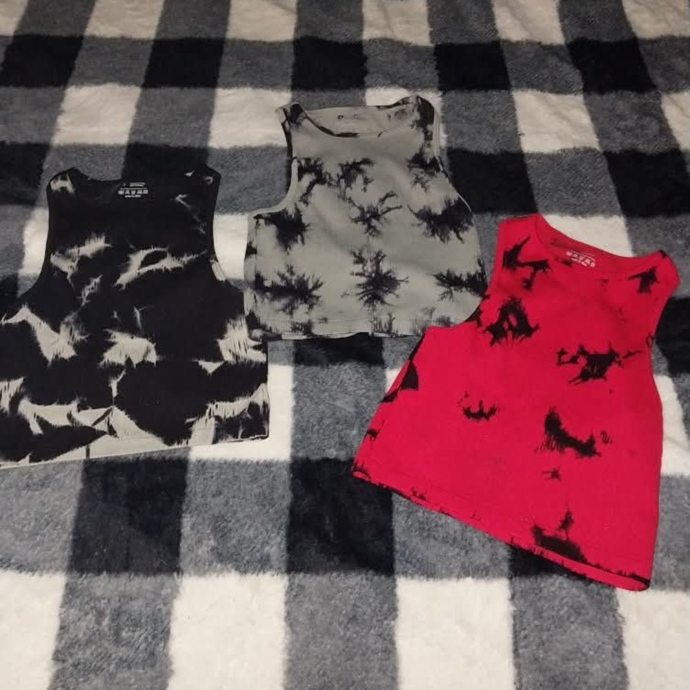 H&M Kids Tie-Dye Tank Tops - Black, Gray, and Red